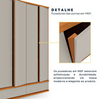 Guarda-Roupa Casal 6 Portas 9 Gavetas 270cm Tóquio Yescasa 100% MDF Bege/Cinamomo/Off White
