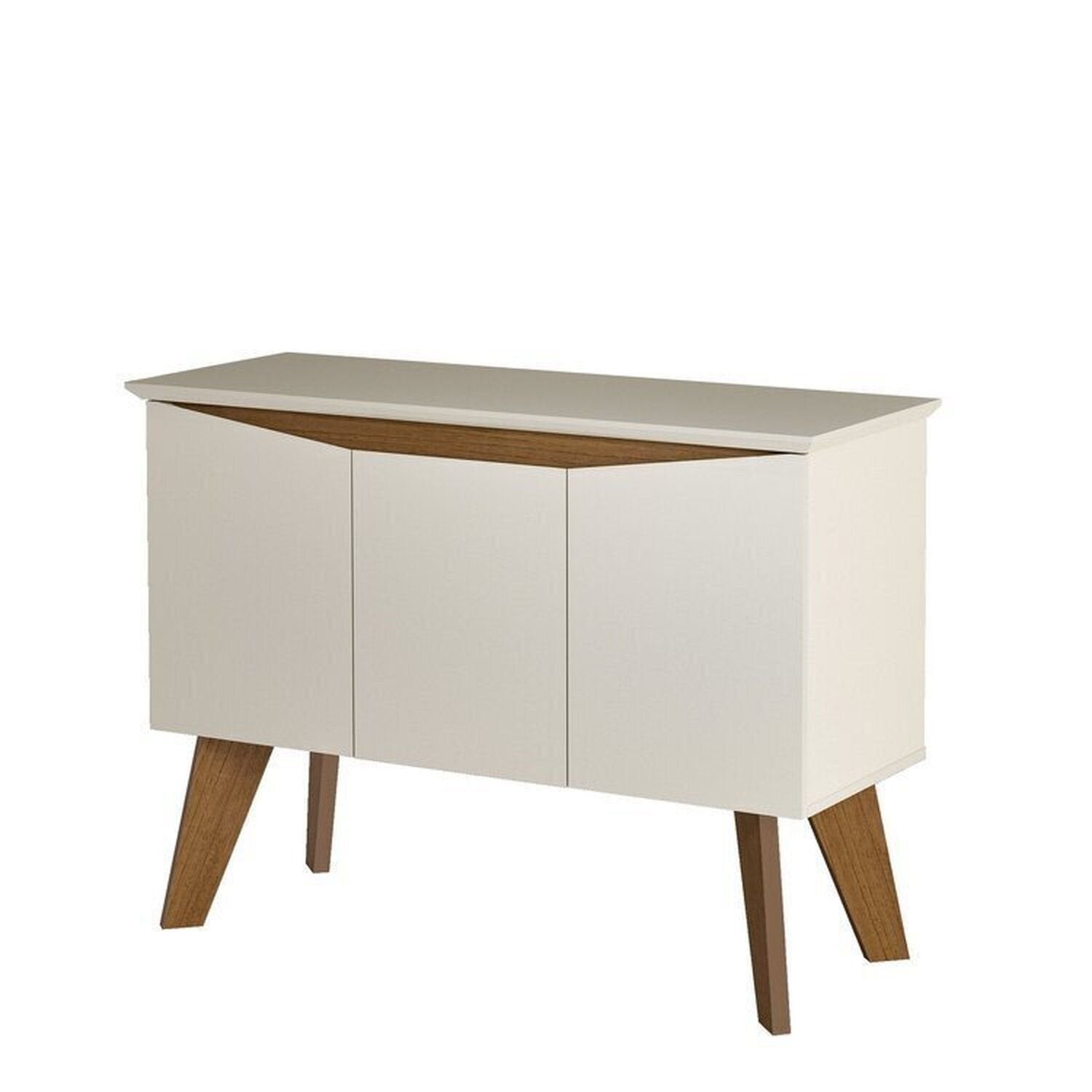 Conjunto Sala de Estar Completa Buffet Oásis e Rack Lumina Bege Off White/Cinamomo Artely