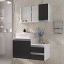 Kit Gabinete para Banheiro Completo Móveis Joia Cross 80cm Cuba Espelheira Branco