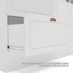 Cozinha Pérola com Rodapé 5 Peças Torre Quente Aéreo 3 Portas Balcão 120 Balcão 80 e Basculante Yescasa Branco