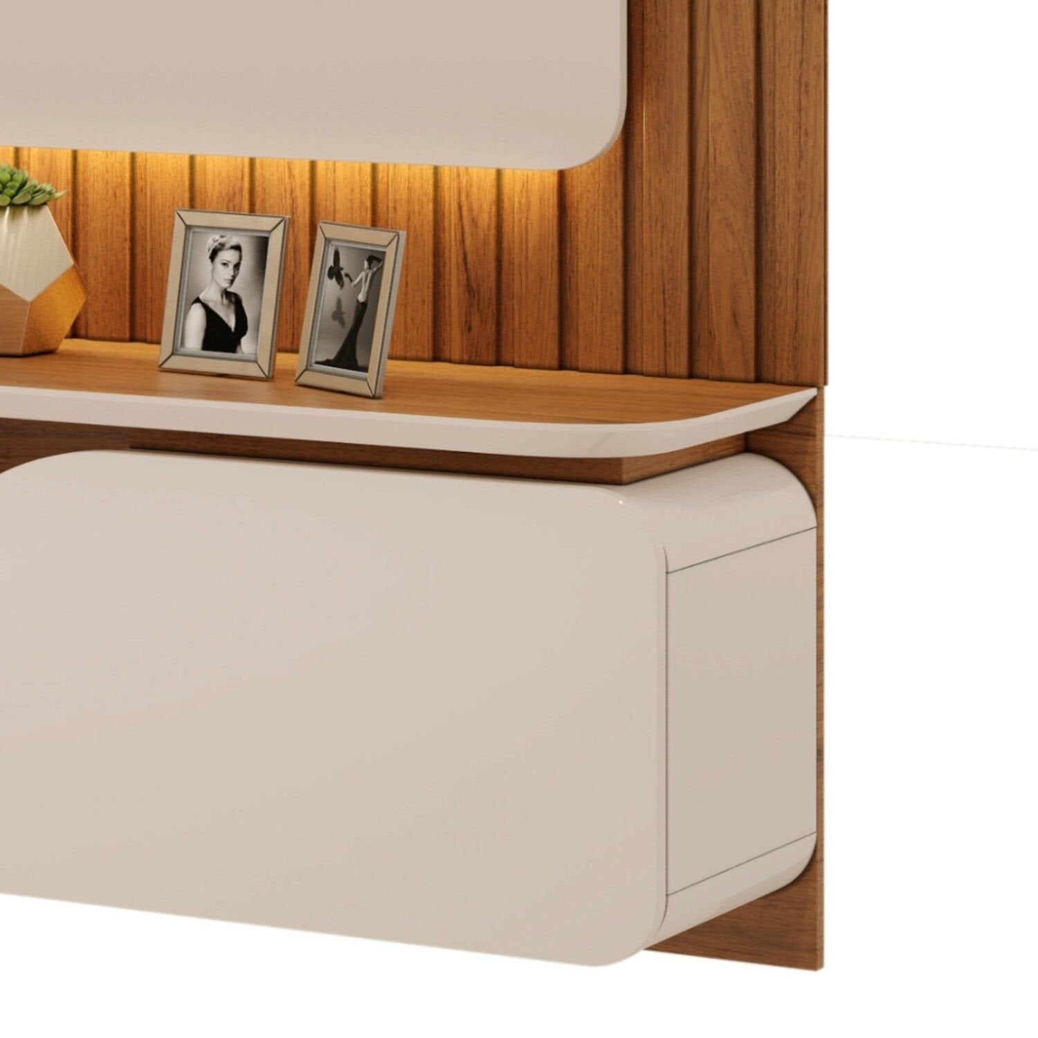 Painel Ripado para TV até 70 Polegadas Treviso 100% MDF 210cmx180cm com LED Dj Móveis