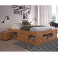 Cama Queen Multifuncional Madeira Maciça 6 Gavetas Charme Inter Link Marrom/Amendoa