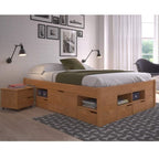 Cama Queen Multifuncional Madeira Maciça 6 Gavetas Charme Inter Link Marrom/Amendoa