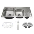 Cuba Dupla Cozinha Gourmet Aço Inox Luxo com Lixeira e Acessórios Tubrax CBC0007