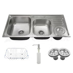 Cuba Dupla Cozinha Gourmet Aço Inox Luxo com Lixeira e Acessórios Tubrax CBC0007