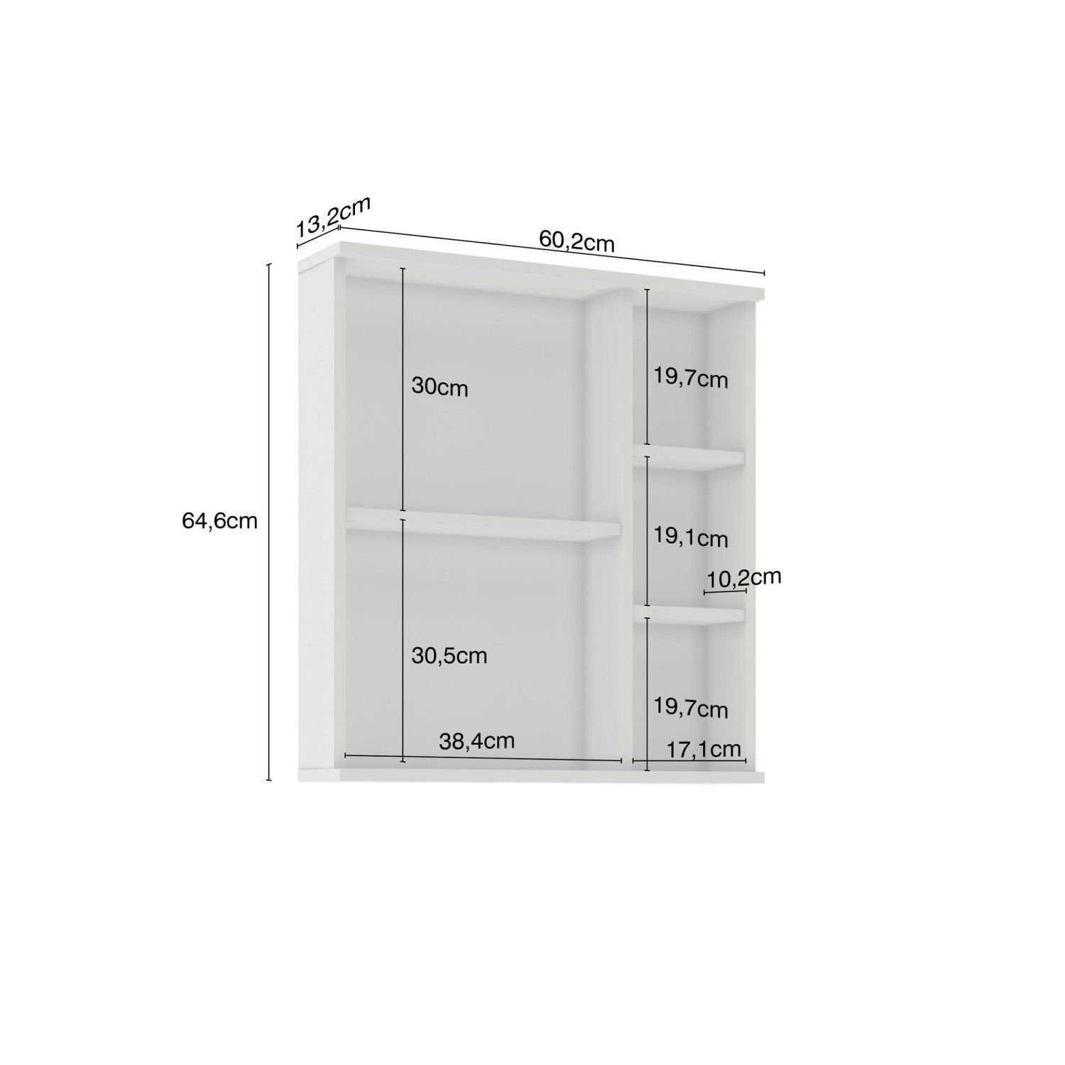 Espelheira para Banheiro 1 Porta Bia Móveis Bosi 60cm Branco