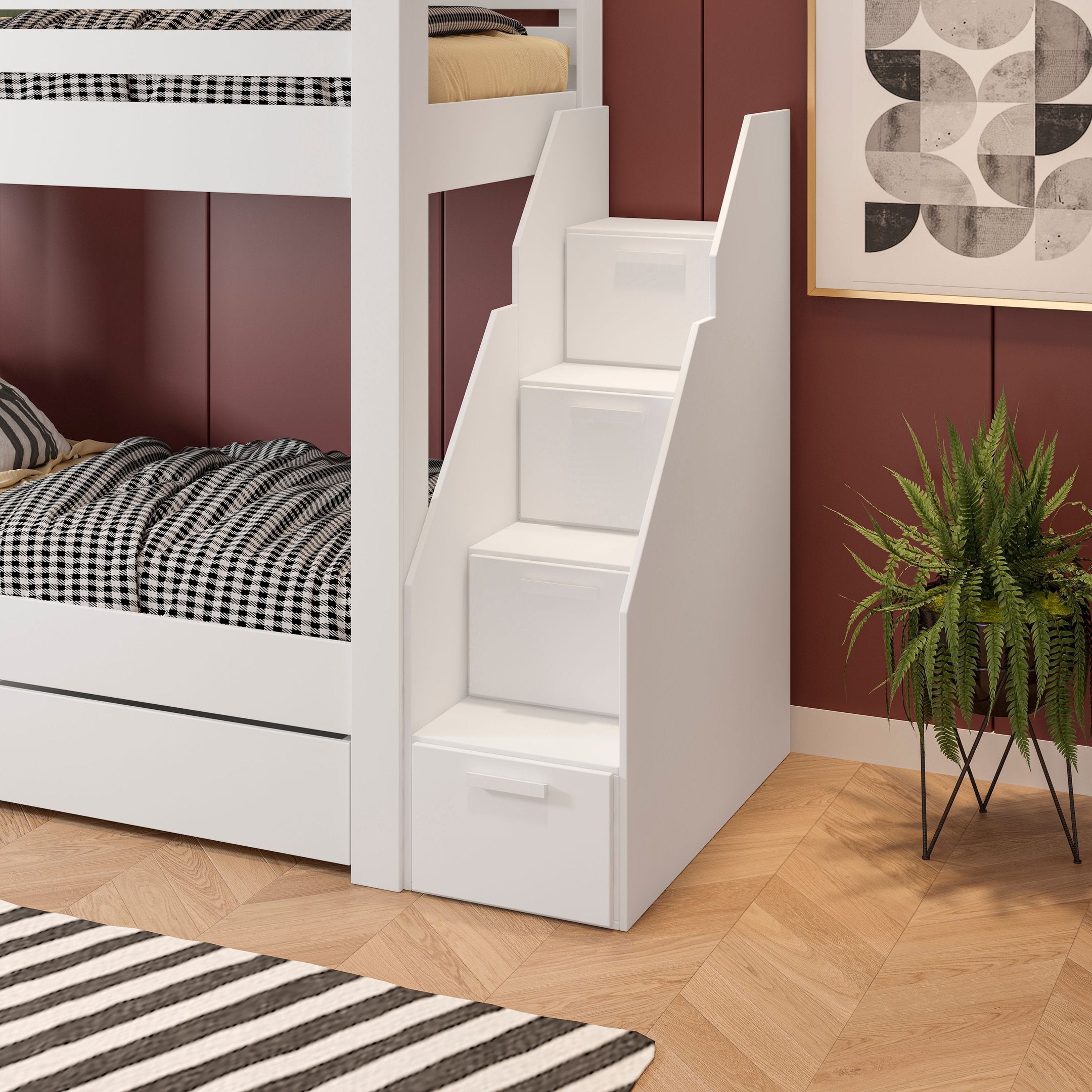 Beliche Solteiro Adulto com 2 Gavetões e 4 Nichos Star Plus Casatema MadeiraOriginals Branco