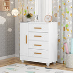 Quarto Bebê Infantil com Guarda-Roupa 4 Portas e 2 Gavetas com Cômoda 4 Gavetas e 1 Porta Aconchego Móveis Leão Branco