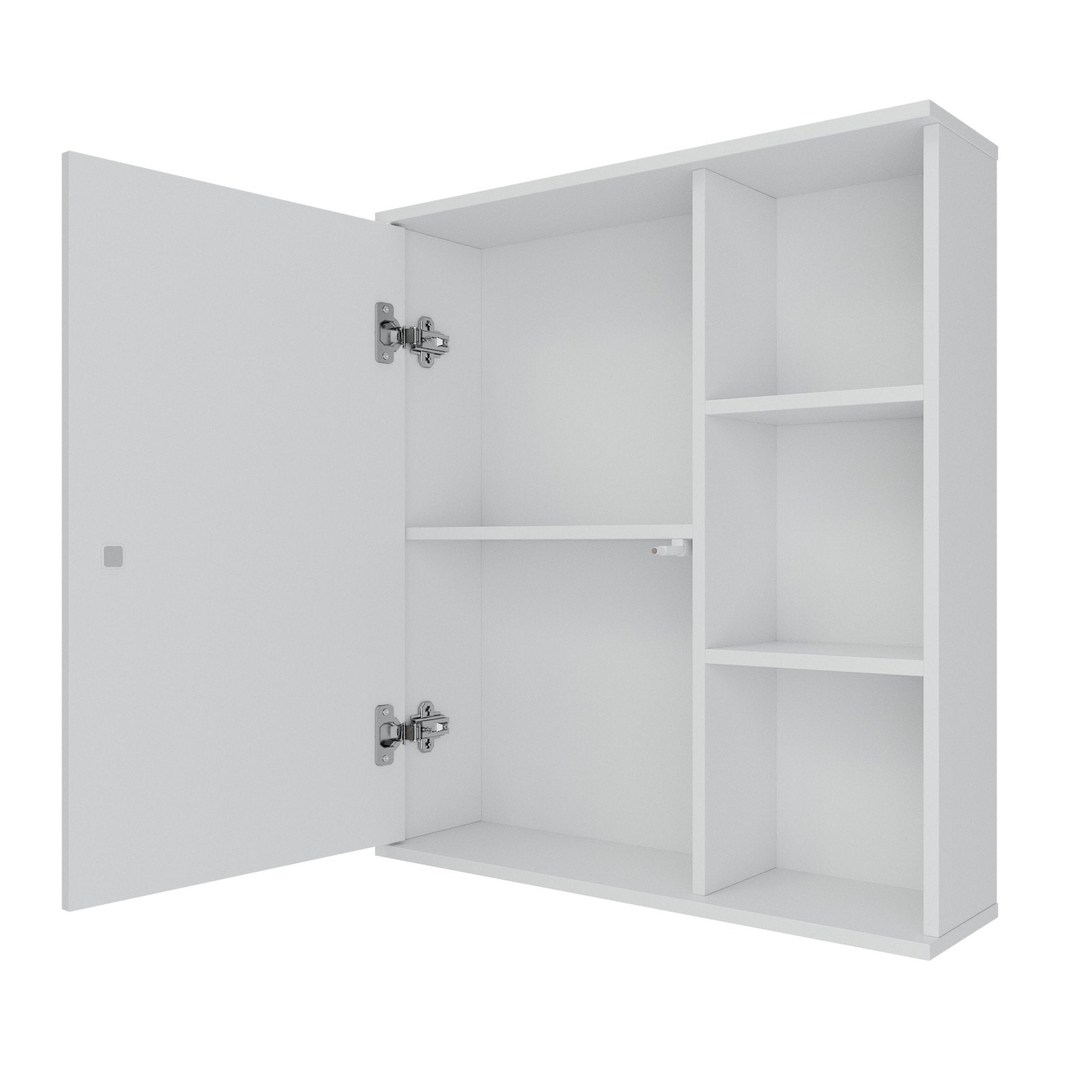 Espelheira para Banheiro MGM Móveis Treviso 1 Porta 3 Prateleiras 55,8cm Branco