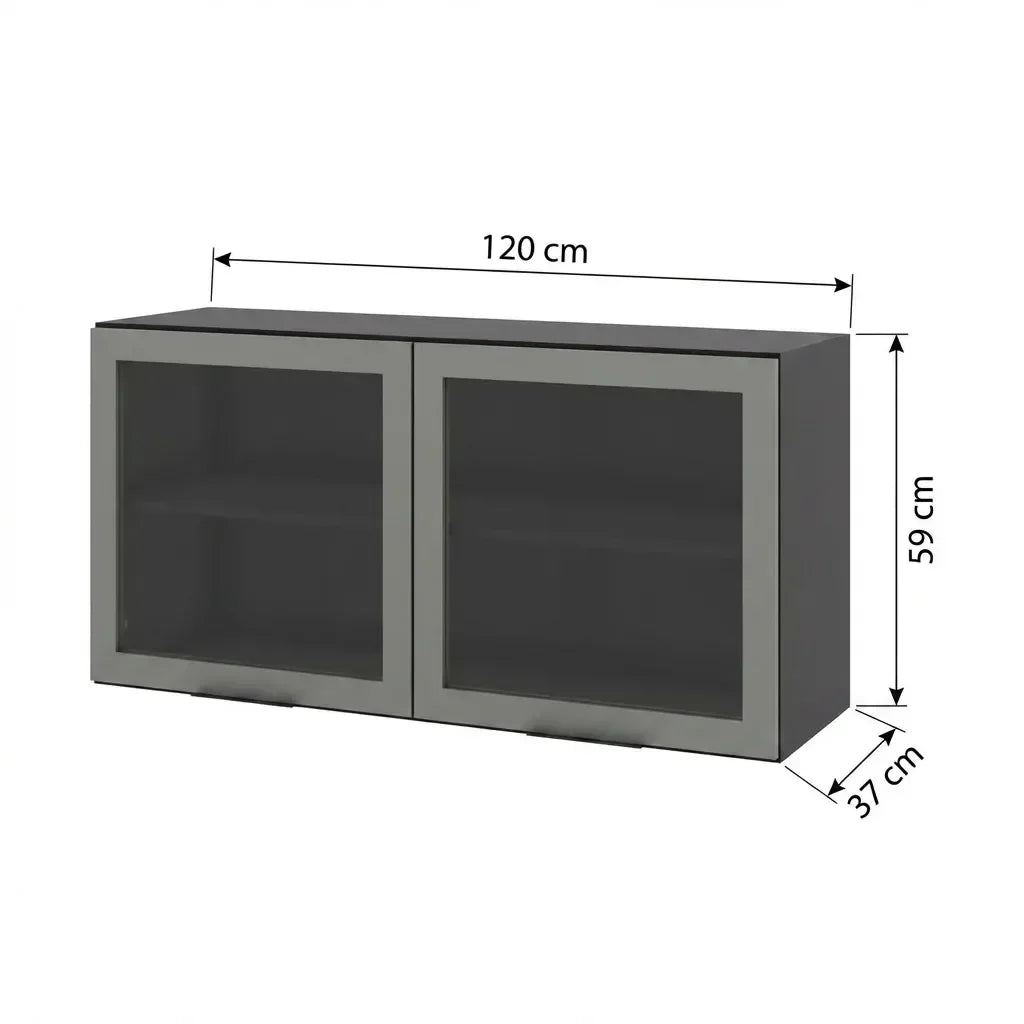 Armário Aéreo 2 Portas 120cm Etna Poliman Móveis Grafite Cinza