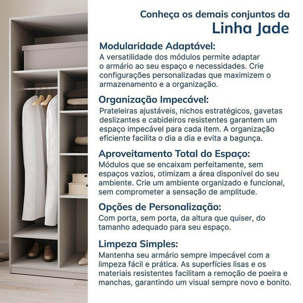 Guarda-Roupa Modulado de Canto 10 Peças 18 Portas Jade CabeCasa MadeiraMadeira