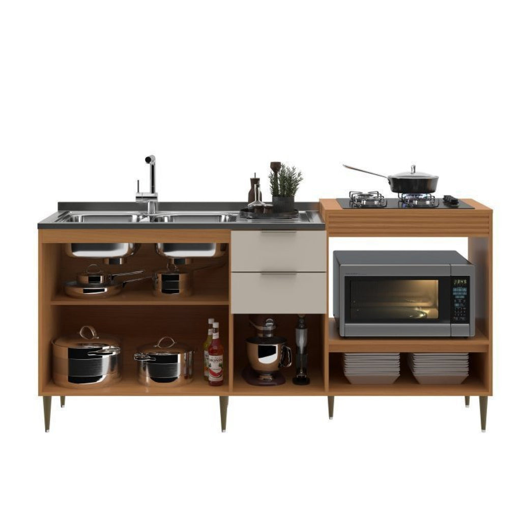 Cozinha Completa Modulada Alice Yescasa 6 Portas 2 Gavetas Laranja/Angelin Premium/Off White
