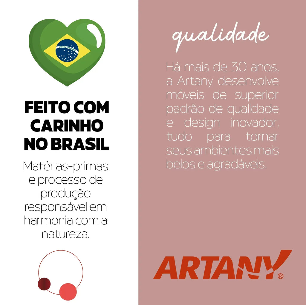 Escrivaninha Mesa Escritório Tamburato 4 Gavetas Lado Direito 180cm Marrom/Charuto/Preto Artany