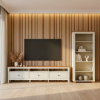 Conjunto Sala de Estar 2 Peças Rack 210cm e Estante Ananda CabeCasa MadeiraOriginals Off White/Mel
