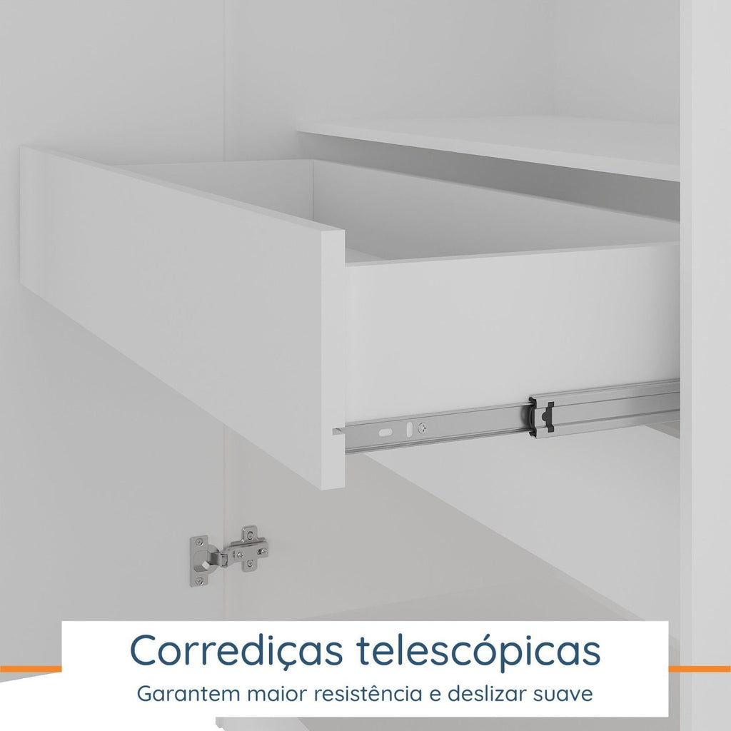 Quarto Infantil Completo Guarda-Roupa e Cômoda Sky Yescasa Branco/Olmo Italiano