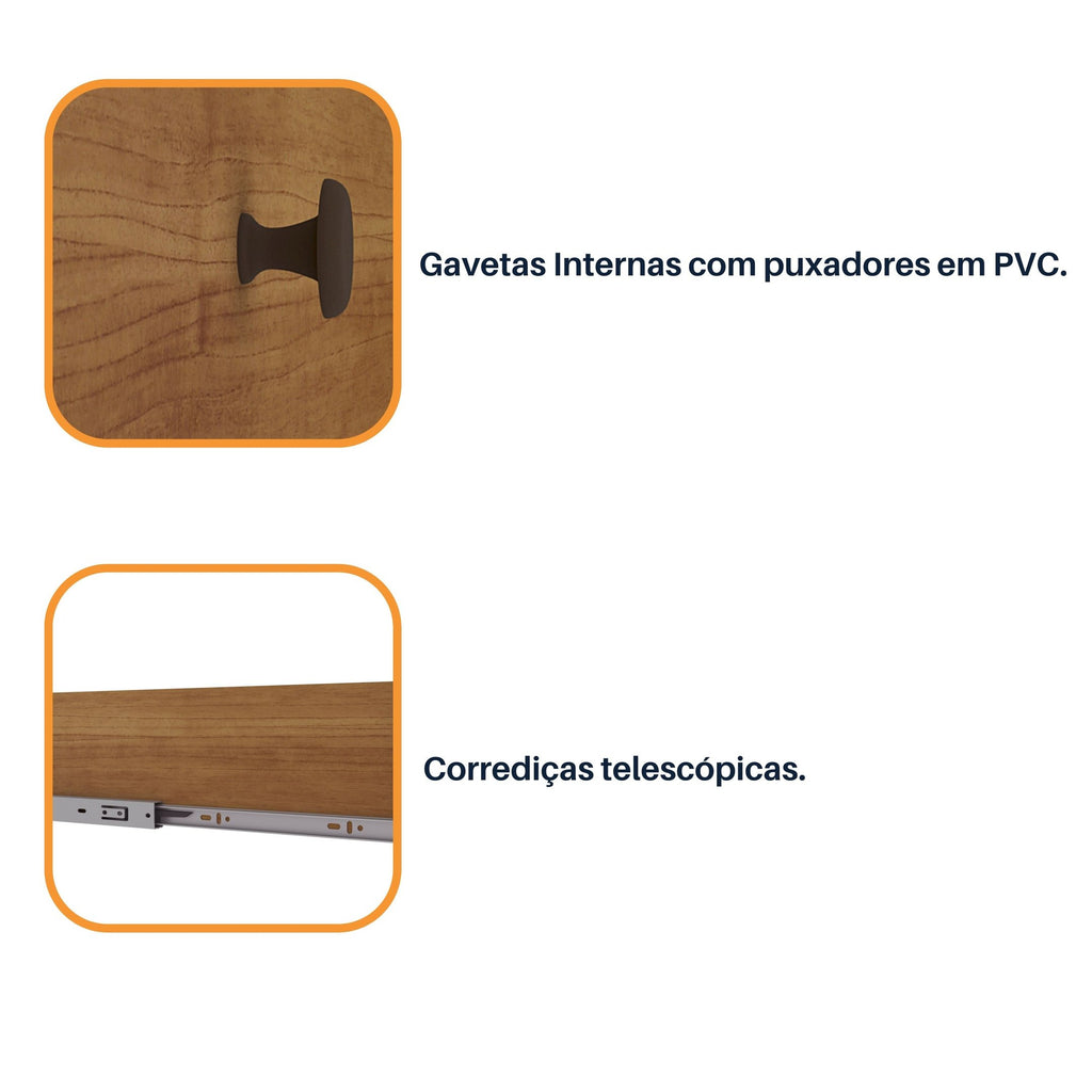 Guarda-Roupa Casal 6 Portas 8 Gavetas Portugal Yescasa 100% MDP/MDF Marrom/Cinamomo/Off White