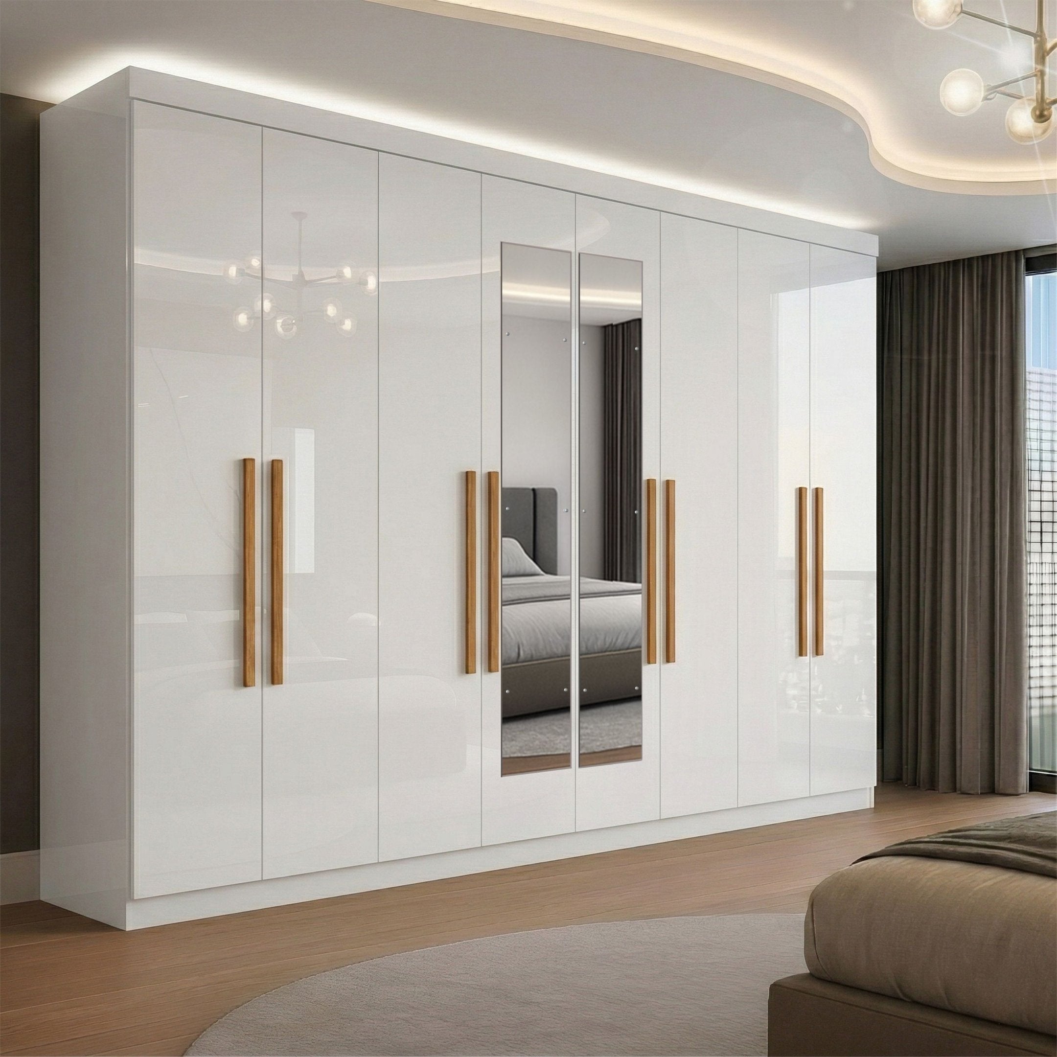 Guarda-Roupa Casal com Espelho 8 Portas 4 Gavetas Paris Maxel Branco