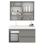 Conjunto de Banheiro Belizze Orla 80cm Cuba e Espelheira Cimento Cinza