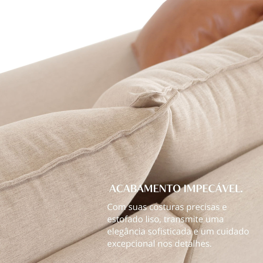 Sofá Living Canela 4 Lugares 265 cm Linho Lufer Estofados