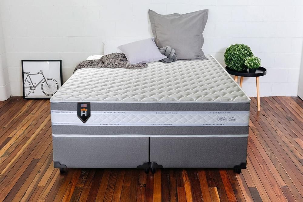 Conjunto Cama Box Super King com Molas Ensacadas Alpine Cinza 193x203x65 King House