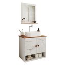 Conjunto de Banheiro Deli 2 Portas com Cuba Oxford e Espelheira Loja DoceLar Branco Carrara/Nature