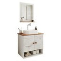 Conjunto de Banheiro Deli 2 Portas com Cuba Oxford e Espelheira Loja DoceLar Branco Carrara/Nature