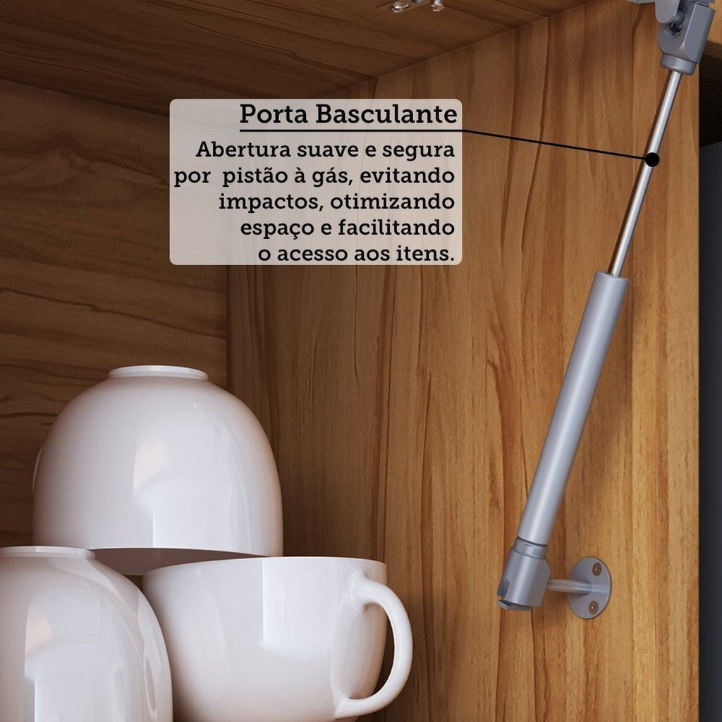 Armário Aéreo 2 Portas 120cm Vicenza Espresso Móveis Cinza/Amêndoa/Chumbo