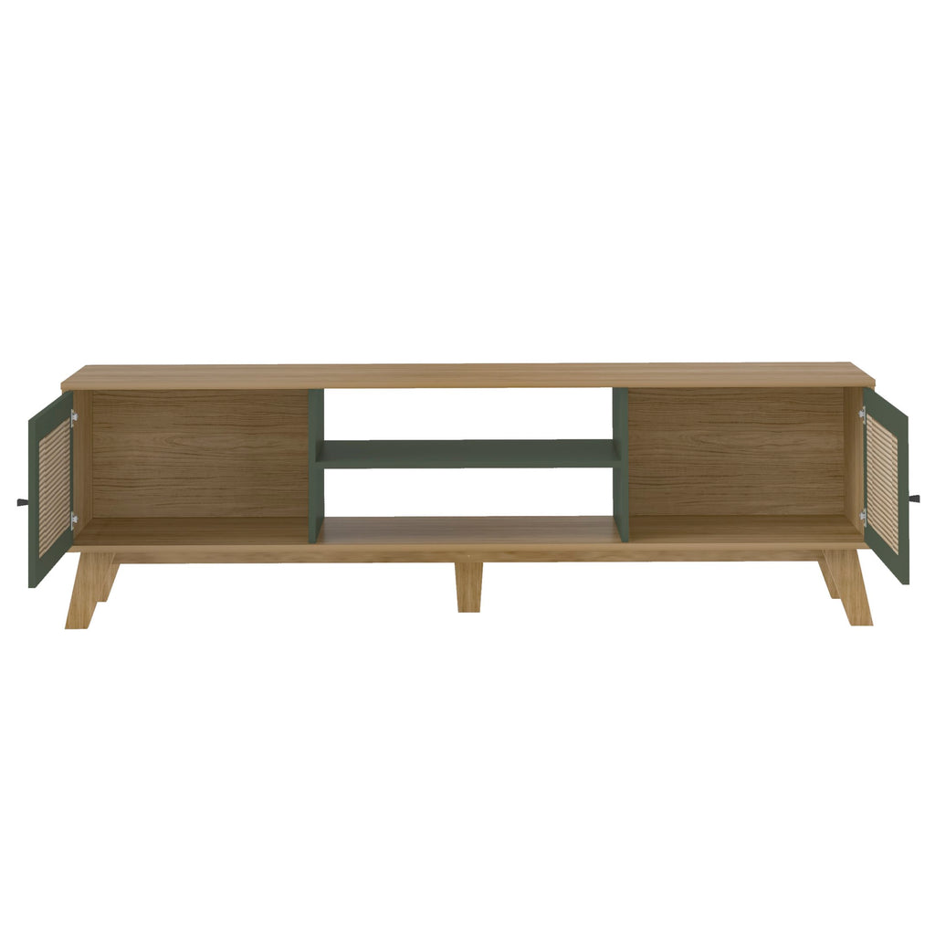 Conjunto Sala de Estar Charlotte Rack Buffet e Mesa de Apoio Artely Móveis Carvalho/Menta