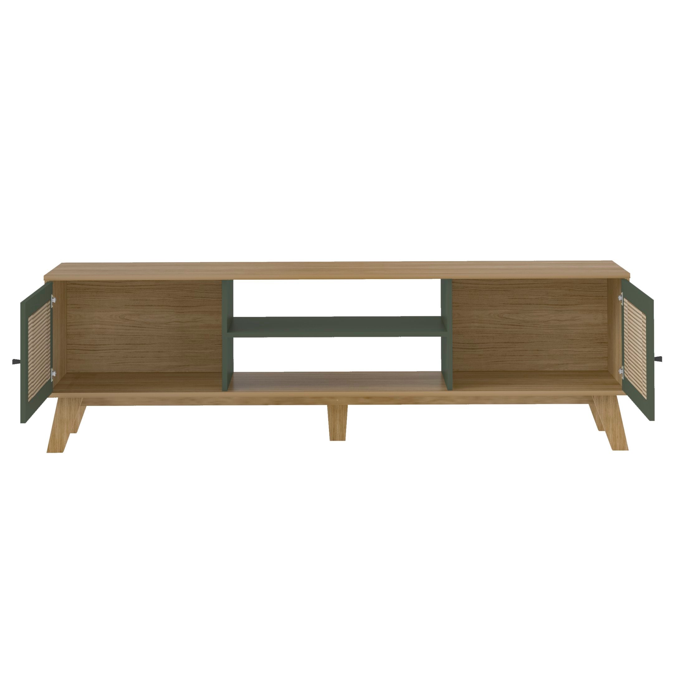Conjunto Sala de Estar Charlotte Rack Buffet e Mesa de Apoio Artely Móveis Carvalho/Menta