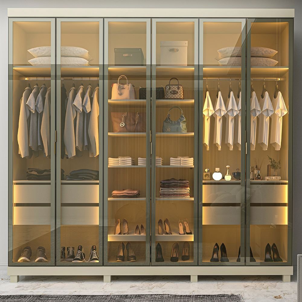 Guarda-Roupa Casal 6 Portas Reflecta 4 Gavetas Imperatriz Yescasa 100% MDF Off White