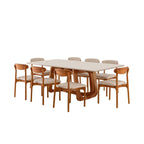 Conjunto de Mesa de Jantar Retangular Madeira Maciça com Vidro e 8 Cadeiras Genova Monaco Yescasa