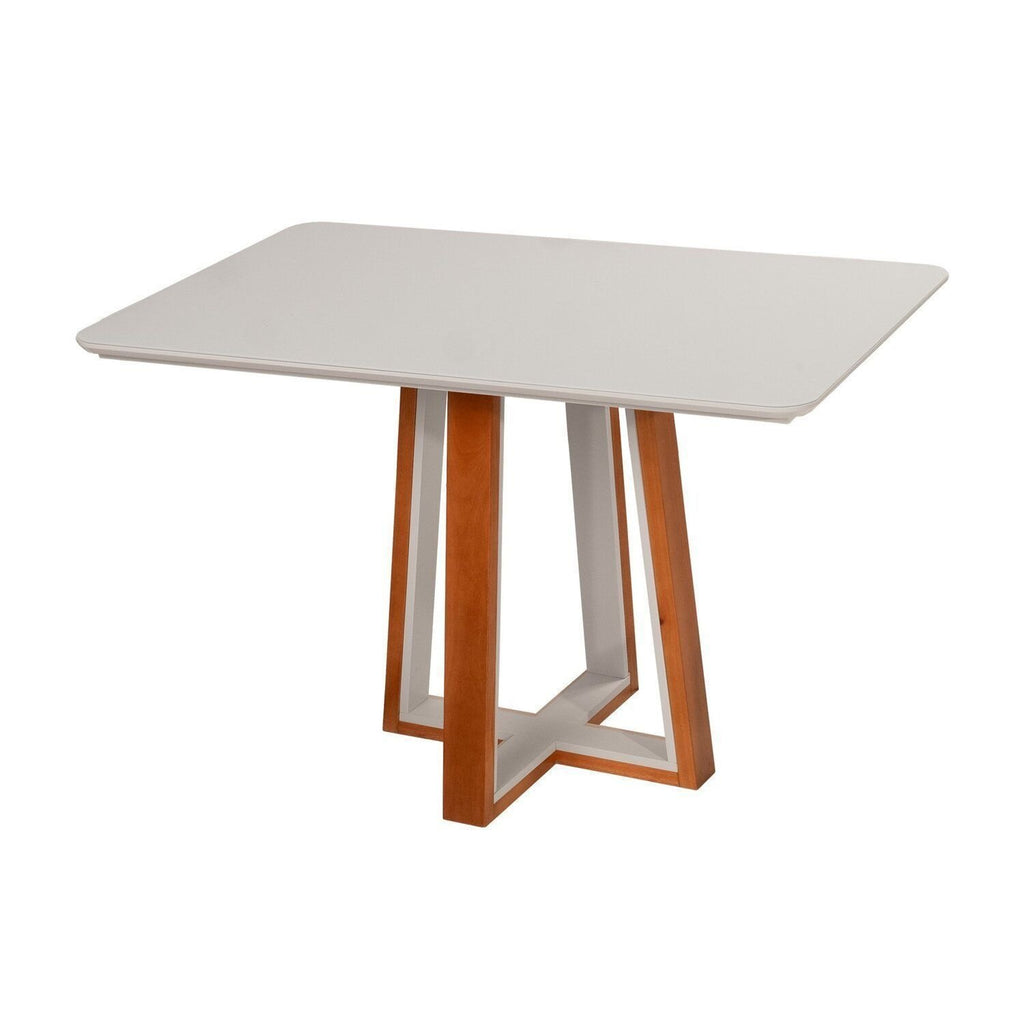 Conjunto Sala de Jantar Mesa Viena Tampo Vidro/MDF com 4 Cadeiras Ímola Authentic Espresso Móveis Champagnhe/Off White