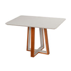 Conjunto Sala de Jantar Mesa Viena Tampo Vidro/MDF com 4 Cadeiras Ímola Authentic Espresso Móveis Champagnhe/Off White