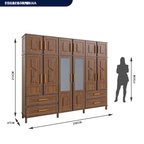 Guarda-Roupa Casal 12 Portas 4 Gavetas Rio Branco Premium Yescasa 100% Pinus/HDF Marrom/Ypê