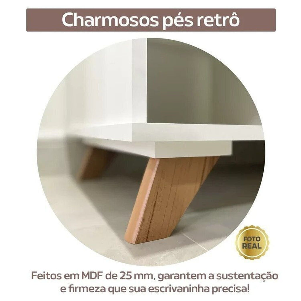 Kit Escritório Completo 2 Pessoas 2 Peças Escrivaninha Sky Retrô Espresso Móveis