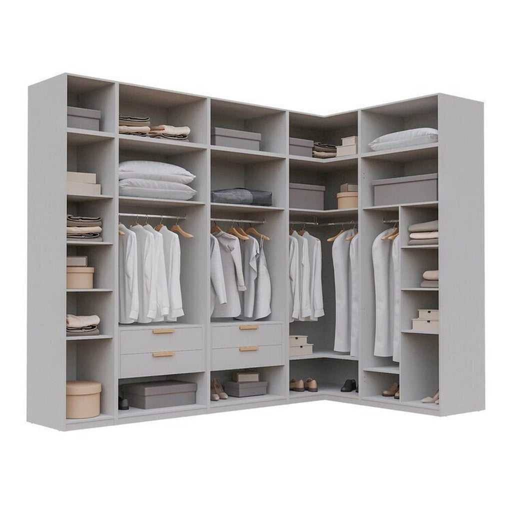 Guarda-Roupa Modulado de Canto 10 Peças 18 Portas Jade CabeCasa MadeiraMadeira