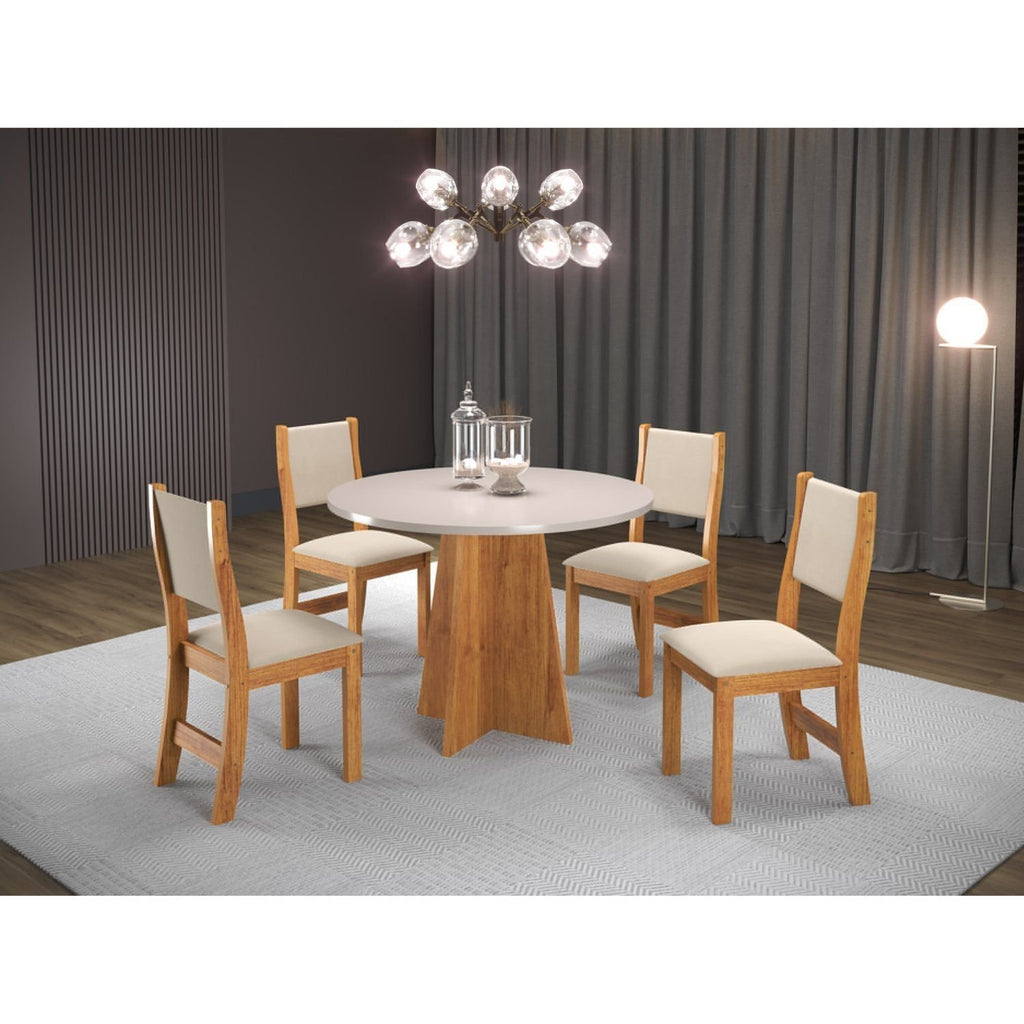 Conjunto Sala de Jantar Mesa Chilli 90cm Tampo Redondo com 4 Cadeiras Sol Viero