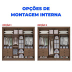 Guarda-Roupa Casal 2 Portas de Correr 6 Gavetas 100% MDF Coliseu D Doro Marrom/Castanho/Off White