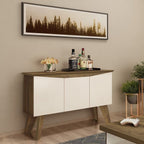 Conjunto 3 Peças Sala de Estar Mesa de Centro Lucca Buffet Oásis Rack Lumina Pinho/Off White Artely