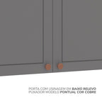 Cozinha Completa Pérola Yescasa 5 Peças Torre Quente Aéreo 3 Portas Balcão 2 Gavetas Basculante Cinza/Branco 270,2x219,4x52cm