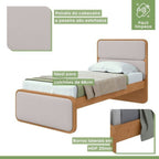 Kit 3 Peças com 2 Camas de Solteiro e Mesa de Cabeceira Loop Bege Amêndoa Clean/Off White Móveis Lopas