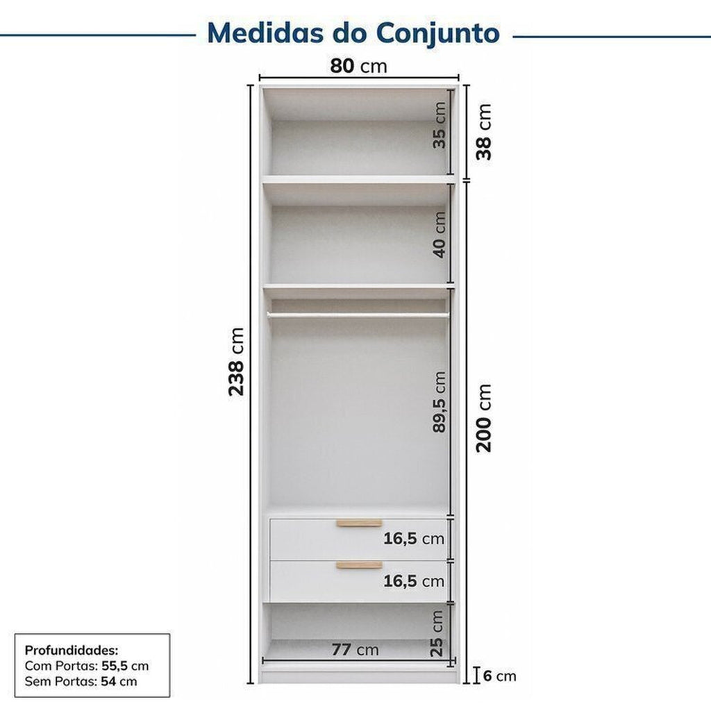 Guarda-Roupa Modular 2 Peças 4 Portas e Gaveteiro Jade CabeCasa MadeiraOriginals