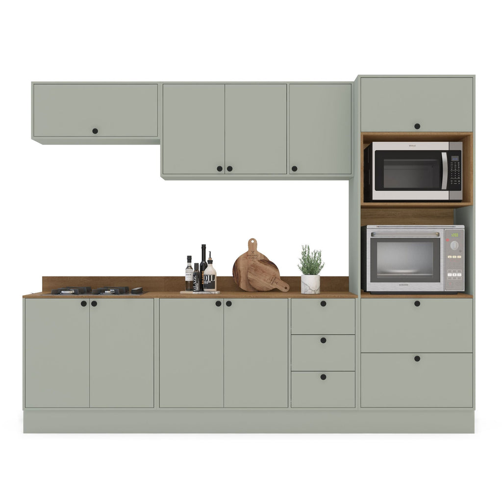 Cozinha Completa Modulada Rubi Yescasa Verde Oliva 270x214x49cm