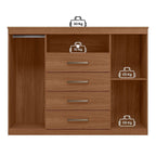 Cômoda para Quarto 2 Portas 4 Gavetas 1 Nicho Master Santos Andirá Marrom/Jatobá
