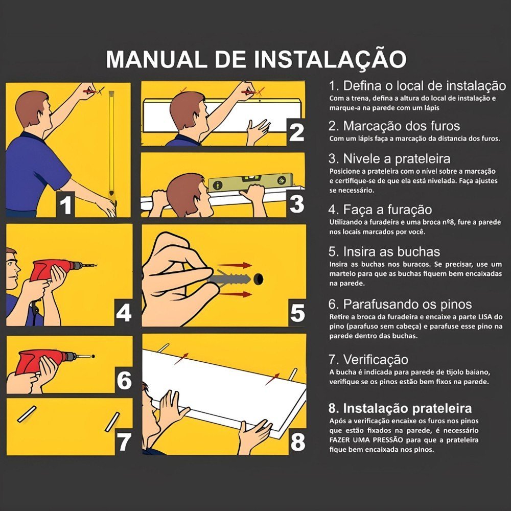Kit 2 Prateleiras Flutuantes Multiuso com Suporte Invisível 91cm Yara Preto Lumil Móveis