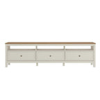 Conjunto Sala de Estar 3 Peças com Rack, Armário e Estante Ananda CabeCasa MadeiraOriginals Branco Off White/Mel