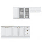 Cozinha Compacta Modulada Emily 4 Peças com Aéreo para Geladeira Espresso Móveis Branco