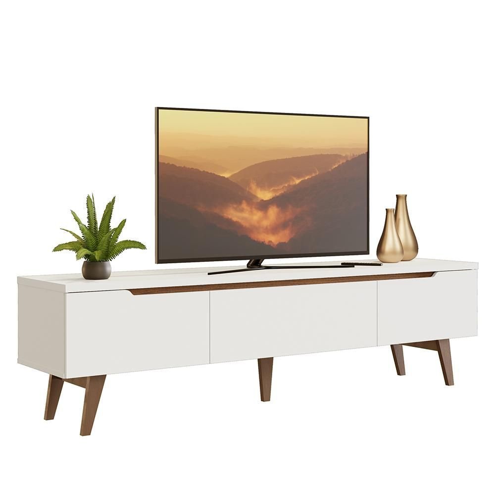 Rack para TV até 75 Polegadas Madesa Brest 2 Portas 1 Gaveta Branco