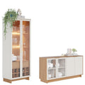 Conjunto Cristaleira Guanabara e Buffet Vitória MDP Off White Freijó Colibri