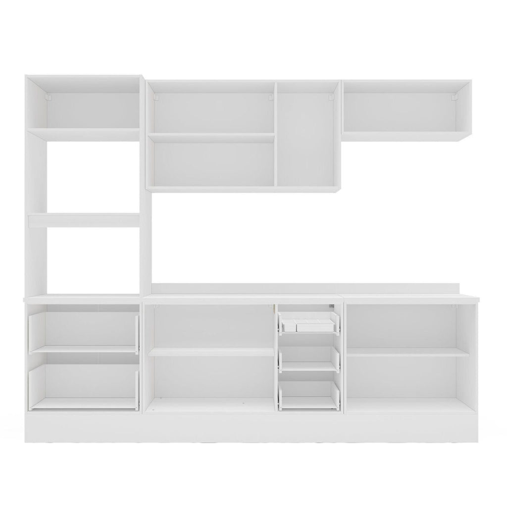 Cozinha Pérola Completa Torre Quente Aéreo 3 Portas Basculante Balcão 120 e 80 Yescasa Azul/Branco 270,2x219,4x52cm